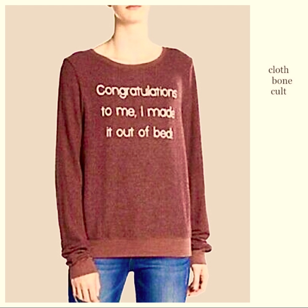 WILDFOX 💋🦊 Burgundy “Congratulations to me, I made it out of bed” SWEATSHIRT